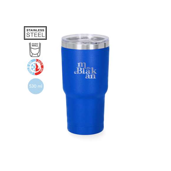 Vaso térmico fabricado en acero inox de doble pared y 530 ml de capacidad. Es ideal para tener en tu escritorio, mesa o en cualquier superficie donde disfrutar tranquilamente de tu bebida favorita. Con dosificador en tapa transparente de fácil apertura, libre de BPA. Especialmente diseñado para láser.