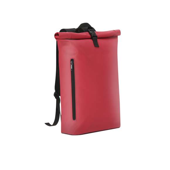 Mochila de suave PU. Con bolsillo principal y sistema de cierre de hebilla. Interior de gran capacidad con compartimento acolchado para portátiles de hasta 15 pulgadas. Con bolsillo frontal de cremallera y espalda acolchada. Cintas ajustables y acolchadas.
