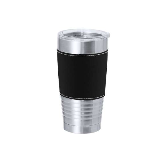 Vaso térmico fabricado en acero inox de doble pared y sofisticada PU. Con 420 ml de capacidad. Incluye elegante banda de PU, confeccionado con distinguidas puntadas blancas. Es ideal para tener en tu escritorio, mesa o en cualquier superficie donde disfrutar tranquilamente de tu bebida favorita. Incluye tapadera transparente con dosificador en tapa y de fácil apertura, libre de BPA.