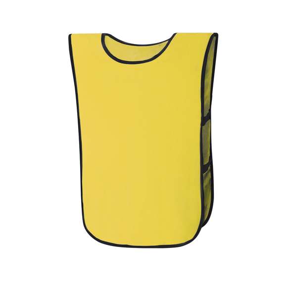 Peto deportivo para adulto confeccionado en suave y resistente poliéster. Incluye ribetes en color negro y laterales reforzados con dos elásticos negros que aseguran un ajuste perfecto y libertad de movimiento.