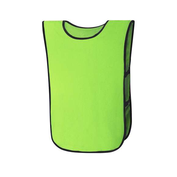 Peto deportivo para adulto confeccionado en suave y resistente poliéster. Incluye ribetes en color negro y laterales reforzados con dos elásticos negros que aseguran un ajuste perfecto y libertad de movimiento.