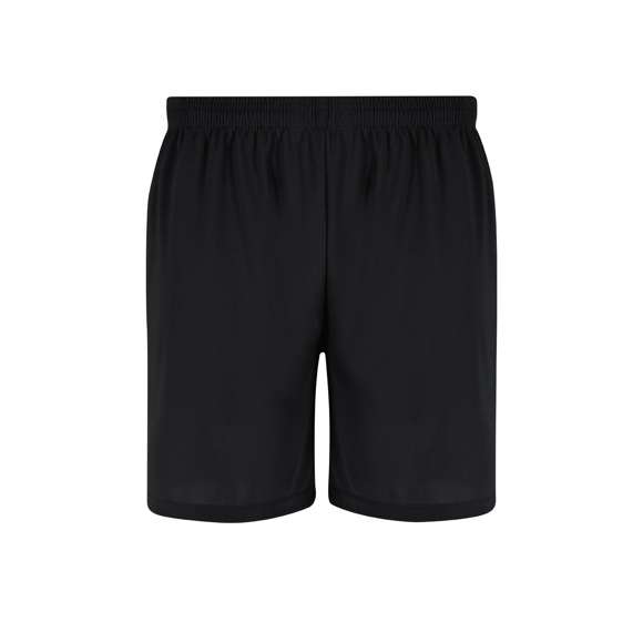 Pantalón corto de niño con cintura elástica ajustable y cordón interior para un ajuste personalizado, complementado con pespunte de seguridad. Con aperturas laterales en cada pierna y bolsillos laterales.
