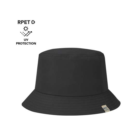 Gorro estilo Bob con Protección Solar UPF50+  fabricado en RPET. Su sistema de protección solar UPF50+, bloquea hasta el 98% de los rayos UV, proporcionando una barrera eficaz contra los daños solares y garantizando la seguridad de tu piel durante exposiciones prolongadas.Su diseño incluye tejido transpirable,  suave forro interior para mayor comodidad y cinta ajustable interior que garantiza un ajuste preciso y seguro.