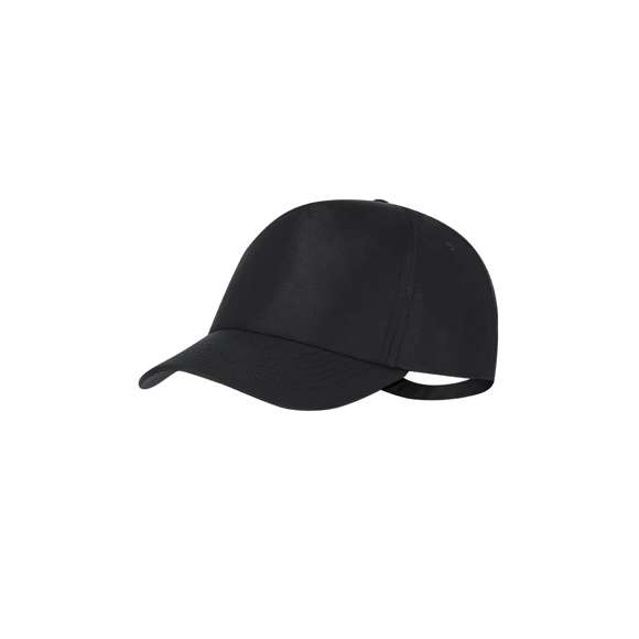 Gorra deportiva de 5 paneles en poliéster RPET con protección UV50. Ajustable cierre de hebilla metálica y orificios de ventilación bordados. Con logotipo de RPET y UV en etiqueta.El material RPET se elabora a partir de plástico reciclado, para así fomentar la reutilización de residuos plásticos y ayudar a la sostenibilidad del planeta.