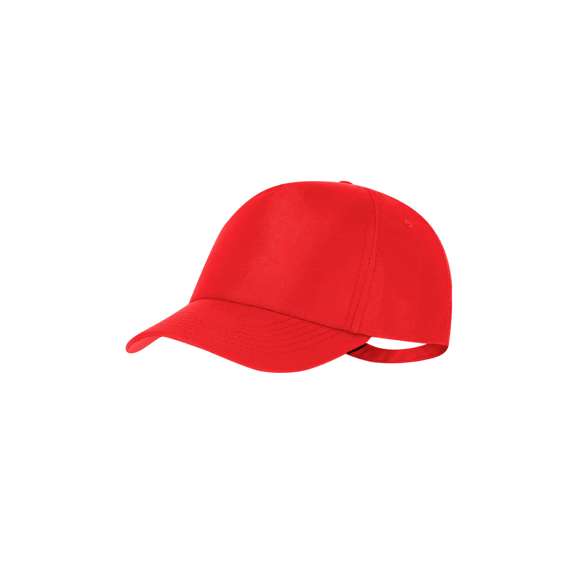 Gorra deportiva de 5 paneles en poliéster RPET con protección UV50. Ajustable cierre de hebilla metálica y orificios de ventilación bordados. Con logotipo de RPET y UV en etiqueta.El material RPET se elabora a partir de plástico reciclado, para así fomentar la reutilización de residuos plásticos y ayudar a la sostenibilidad del planeta.
