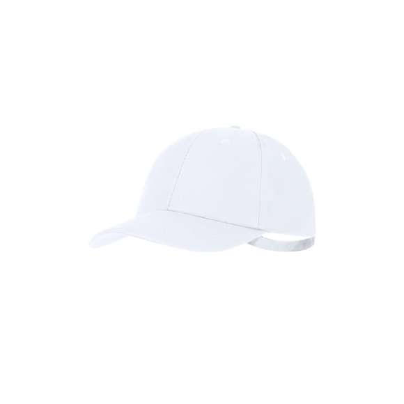 Gorra deportiva de 5 paneles en poliéster RPET con protección UV50. Ajustable cierre de hebilla metálica y orificios de ventilación bordados. Con logotipo de RPET y UV en etiqueta.El material RPET se elabora a partir de plástico reciclado, para así fomentar la reutilización de residuos plásticos y ayudar a la sostenibilidad del planeta.