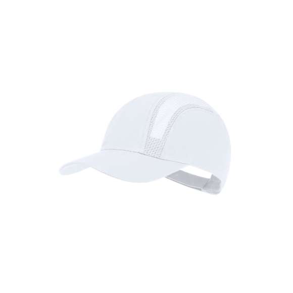 Gorra deportiva en suave microfibra de diseño. Ajustable cierre de velcro y paneles de redecilla transpirables.
