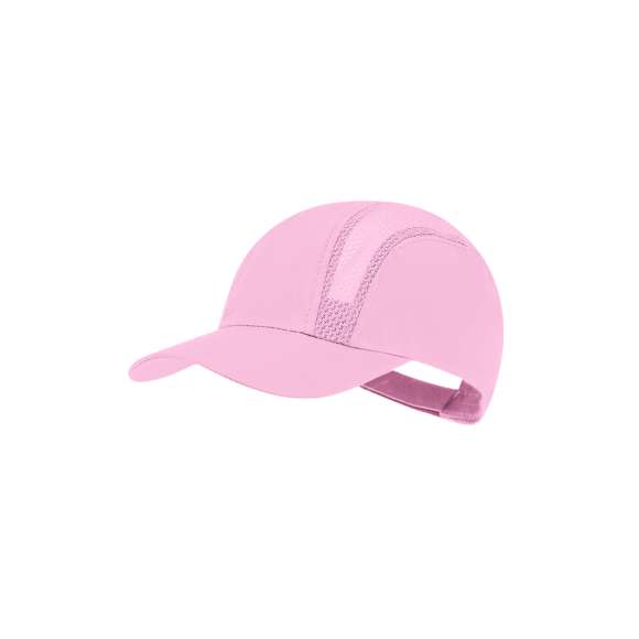 Gorra deportiva en suave microfibra de diseño. Ajustable cierre de velcro y paneles de redecilla transpirables.