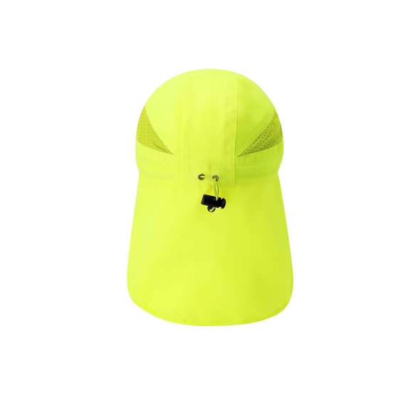 Gorra de poliéster en color fluorescente, ideal para mayor visibilidad. Incluye perfil reflectante en la visera. Con cierre elástico con accesorio ajustable para un cómodo y personalizado ajuste. Cuenta con paneles de redecilla transpirables que favorecen la ventilación durante el uso. Su práctica solapa trasera ofrece protección adicional, resguardando el cuello de los rayos solares.