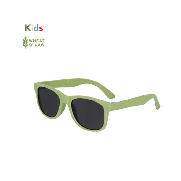 Gafas de sol de niño fabricadas en caña de trigo. Con protección UV400 y lentes en color negro. Con distintivo Wheat Straw.La Caña de Trigo fomenta la utilización de materias primas naturales, reduciendo así las emisiones contaminantes.