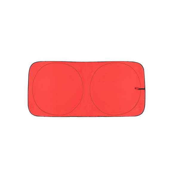 Parasol plegable de diseño práctico y ligero, fabricado en poliéster, ideal para coches y furgonetas con medidas de 150 x 70 cm. Su cara exterior presenta color sólido, mientras que el interior es de plata brillante, proporcionando protección eficaz contra el sol y el calor. Incluye elástico de cierre para facilitar su almacenamiento. Incluye funda individual a juego.