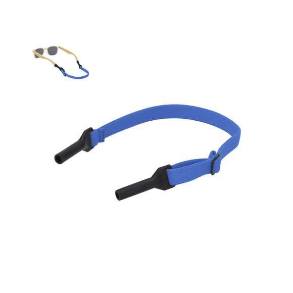 Cinta para gafas, fabricada en elástico poliéster. Incluye correa ajustable con hebilla metálica y soportes de silicona, asegurando un ajuste perfecto para cualquier tipo de gafas.