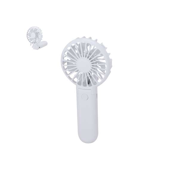 Ventilador con tres velocidades ajustables mediante un práctico botón frontal de encendido y apagado. Su cabeza articulada permite orientarlo fácilmente, adaptándose a cualquier superficie plana para un uso cómodo y versátil.Con batería de 400 mAh, compatible con conexiones USB Tipo C -cable incluido-.