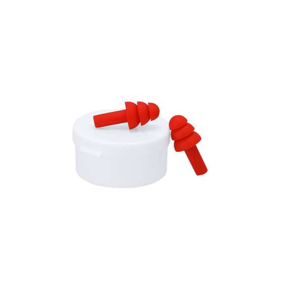 Tapones para oídos en confortable y suave silicona. Presentados en estuche individual.