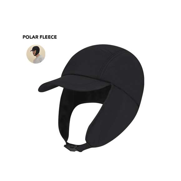 Gorra con orejeras y cálido interior polar fleece. Incluye cordón elástico con accesorio de ajuste para adaptarse a diferentes tamaños y cierre de hebilla ajustable en la barbilla.
