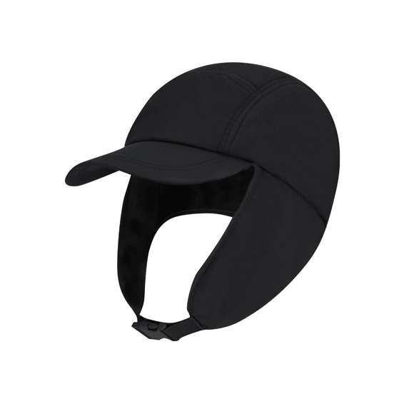 Gorra con orejeras y cálido interior polar fleece. Incluye cordón elástico con accesorio de ajuste para adaptarse a diferentes tamaños y cierre de hebilla ajustable en la barbilla.