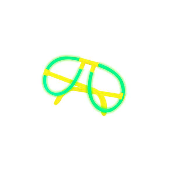 Gafas luminosas ideales para fiestas, eventos nocturnos o celebraciones temáticas. Sus varillas generan un efecto luminoso llamativo y original. Incluyen dos patillas extraíbles de ABS en color amarillo, que permiten un montaje rápido y sencillo.