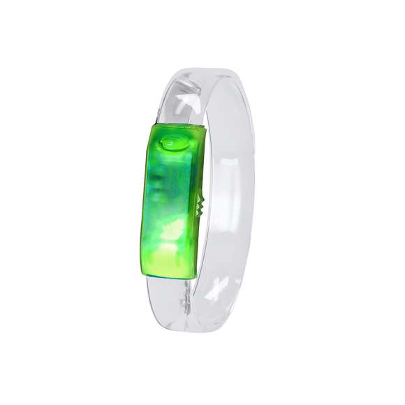 Original pulsera con luces LEDs ideal para fiestas, eventos nocturnos o celebraciones temáticas. Su correa genera un efecto luminoso llamativo y original alimentado por pilas de botón -incluidas-. Con discreto interruptor de on/off en el lateral.