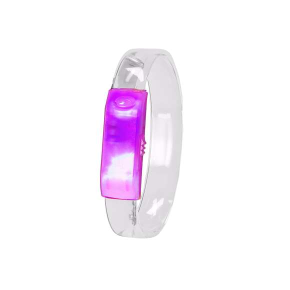 Original pulsera con luces LEDs ideal para fiestas, eventos nocturnos o celebraciones temáticas. Su correa genera un efecto luminoso llamativo y original alimentado por pilas de botón -incluidas-. Con discreto interruptor de on/off en el lateral.