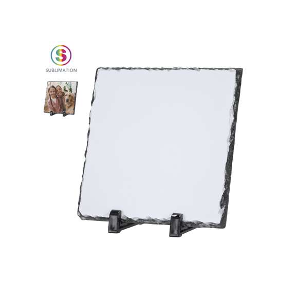 Placa de pizarra, ideal para sublimación. Incluye soportes de exposición en resistente ABS. Ideal para regalos personalizados, reconocimientos,premios y decoración.