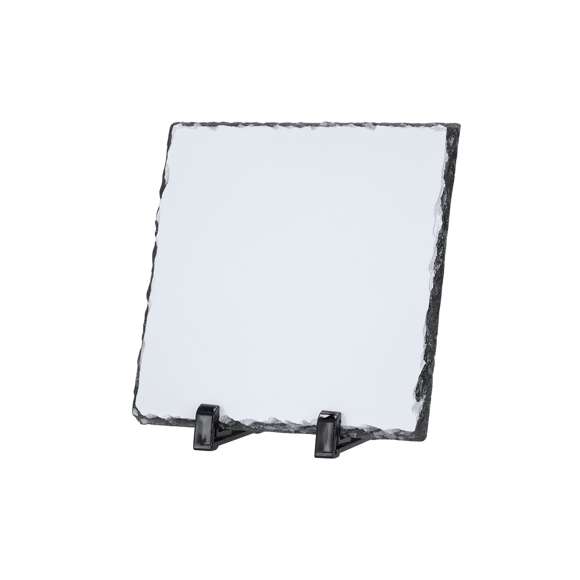 Placa de pizarra, ideal para sublimación. Incluye soportes de exposición en resistente ABS. Ideal para regalos personalizados, reconocimientos,premios y decoración.
