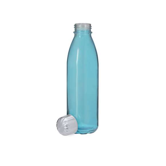 Bidón en Cristal Reciclado de 650 ml de capacidad y tapón en acero inox, libre de BPA. Incluye distintivo de Recycled Glass.