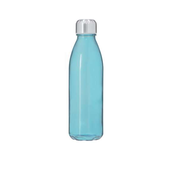 Bidón en Cristal Reciclado de 650 ml de capacidad y tapón en acero inox, libre de BPA. Incluye distintivo de Recycled Glass.