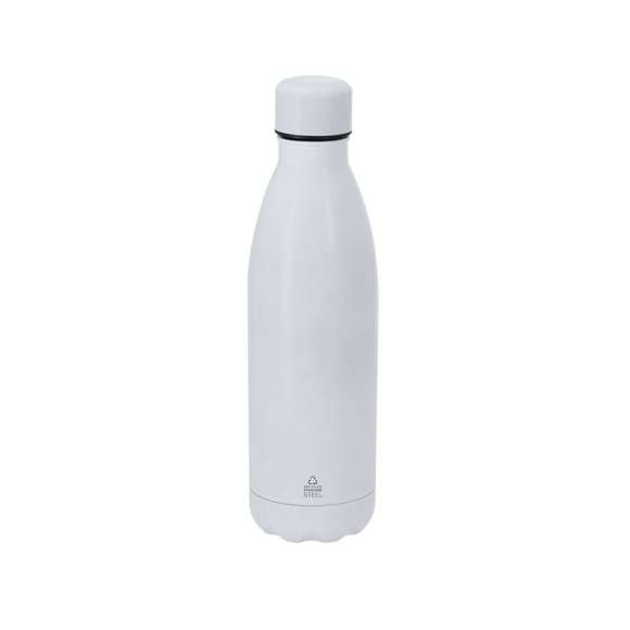 Bidón térmico de 790 ml de capacidad, fabricado en  Acero Inox Reciclado. Con acabado mate.Incluye distintivo de acero inoxidable reciclado.El acero es uno de los materiales más demandados y que puede encontrarse casi en todas partes, desde productos de uso diario a grandes construcciones. Con innumerables propiedades, entre las que cabe destacar la durabilidad y su alto grado de reutilización, convirtiéndolo en una alternativa muy valorada en soluciones de sostenibilidad. Debidamente tratado, permite obtener nuevos recursos de infinita utilización.
