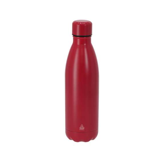 Bidón térmico de 790 ml de capacidad, fabricado en  Acero Inox Reciclado. Con acabado mate.Incluye distintivo de acero inoxidable reciclado.El acero es uno de los materiales más demandados y que puede encontrarse casi en todas partes, desde productos de uso diario a grandes construcciones. Con innumerables propiedades, entre las que cabe destacar la durabilidad y su alto grado de reutilización, convirtiéndolo en una alternativa muy valorada en soluciones de sostenibilidad. Debidamente tratado, permite obtener nuevos recursos de infinita utilización.