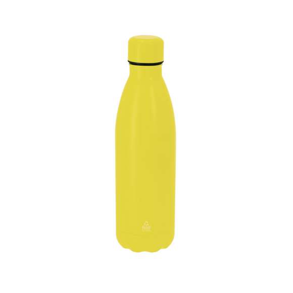 Bidón térmico de 790 ml de capacidad, fabricado en  Acero Inox Reciclado. Con acabado mate.Incluye distintivo de acero inoxidable reciclado.El acero es uno de los materiales más demandados y que puede encontrarse casi en todas partes, desde productos de uso diario a grandes construcciones. Con innumerables propiedades, entre las que cabe destacar la durabilidad y su alto grado de reutilización, convirtiéndolo en una alternativa muy valorada en soluciones de sostenibilidad. Debidamente tratado, permite obtener nuevos recursos de infinita utilización.