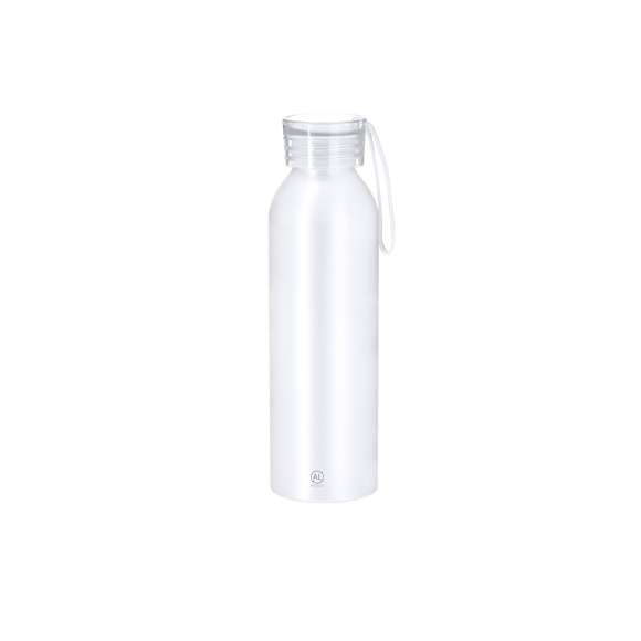Bidón de 650 ml de capacidad. Fabricado en resistente y sostenible aluminio reciclado. Con tapón a rosca translúcido y correa a juego para un sencillo transporte. Cuerpo de acabado esmerilado. Libre de BPA. Incluye distintivo Aluminio Reciclado.El aluminio reciclado es un material con posibilidades de reciclaje casi infinitas, sin perder sus propiedades originales y consumiendo menos energía en este proceso.