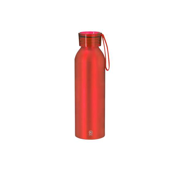 Bidón de 650 ml de capacidad. Fabricado en resistente y sostenible aluminio reciclado. Con tapón a rosca translúcido y correa a juego para un sencillo transporte. Cuerpo de acabado esmerilado. Libre de BPA. Incluye distintivo Aluminio Reciclado.El aluminio reciclado es un material con posibilidades de reciclaje casi infinitas, sin perder sus propiedades originales y consumiendo menos energía en este proceso.