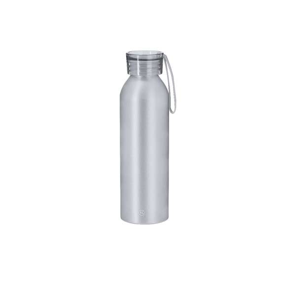 Bidón de 650 ml de capacidad. Fabricado en resistente y sostenible aluminio reciclado. Con tapón a rosca translúcido y correa a juego para un sencillo transporte. Cuerpo de acabado esmerilado. Libre de BPA. Incluye distintivo Aluminio Reciclado.El aluminio reciclado es un material con posibilidades de reciclaje casi infinitas, sin perder sus propiedades originales y consumiendo menos energía en este proceso.