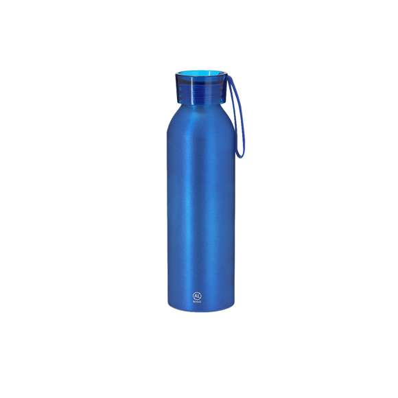 Bidón de 650 ml de capacidad. Fabricado en resistente y sostenible aluminio reciclado. Con tapón a rosca translúcido y correa a juego para un sencillo transporte. Cuerpo de acabado esmerilado. Libre de BPA. Incluye distintivo Aluminio Reciclado.El aluminio reciclado es un material con posibilidades de reciclaje casi infinitas, sin perder sus propiedades originales y consumiendo menos energía en este proceso.