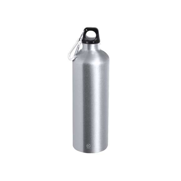 Bidón de 800 ml de capacidad. Fabricado en resistente y sostenible aluminio reciclado. Con tapón a rosca negro y mosquetón a juego para un sencillo transporte. Cuerpo de acabado esmerilado. Libre de BPA. Incluye distintivo Aluminio Reciclado.El aluminio reciclado es un material con posibilidades de reciclaje casi infinitas, sin perder sus propiedades originales y consumiendo menos energía en este proceso.