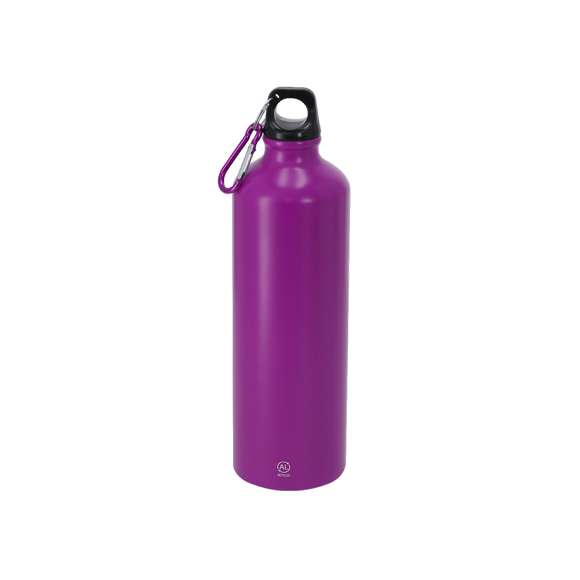 Bidón de 800 ml de capacidad. Fabricado en resistente y sostenible aluminio reciclado. Con tapón a rosca negro y mosquetón a juego para un sencillo transporte. Cuerpo de acabado esmerilado. Libre de BPA. Incluye distintivo Aluminio Reciclado.El aluminio reciclado es un material con posibilidades de reciclaje casi infinitas, sin perder sus propiedades originales y consumiendo menos energía en este proceso.