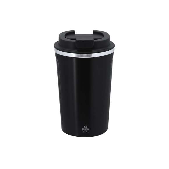 Vaso térmico de doble pared fabricadao en Acero Inox Recliclado y 400 ml de capacidad. Tapadera con dosificador de fácil apertura de PP y libre de BPA. Incluye distintivo de Acero Inox Reciclado.El acero es uno de los materiales más demandados y que puede encontrarse casi en todas partes, desde productos de uso diario a grandes construcciones. Con innumerables propiedades, entre las que cabe destacar la durabilidad y su alto grado de reutilización, convirtiéndolo en una alternativa muy valorada en soluciones de sostenibilidad. Debidamente tratado, permite obtener nuevos recursos de infinita utilización.