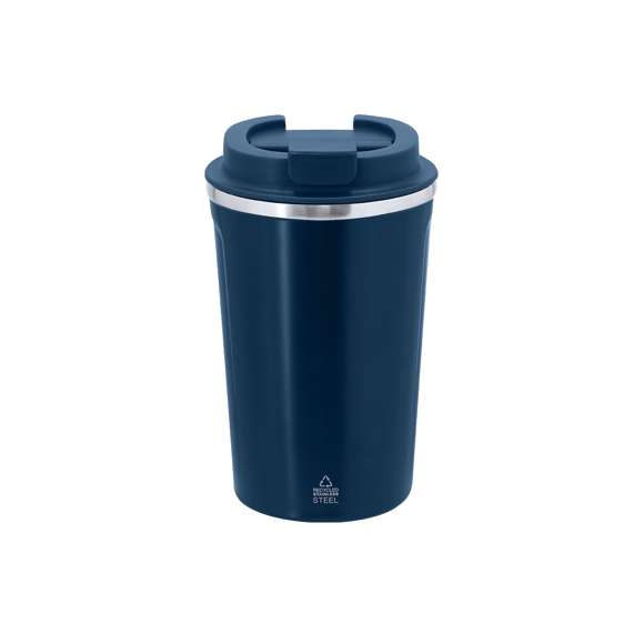 Vaso térmico de doble pared fabricadao en Acero Inox Recliclado y 400 ml de capacidad. Tapadera con dosificador de fácil apertura de PP y libre de BPA. Incluye distintivo de Acero Inox Reciclado.El acero es uno de los materiales más demandados y que puede encontrarse casi en todas partes, desde productos de uso diario a grandes construcciones. Con innumerables propiedades, entre las que cabe destacar la durabilidad y su alto grado de reutilización, convirtiéndolo en una alternativa muy valorada en soluciones de sostenibilidad. Debidamente tratado, permite obtener nuevos recursos de infinita utilización.