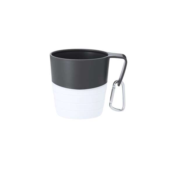 Taza plegable de 340 ml de capacidad. Fabricado en silicona de alta calidad con borde y asa rígidos fabricados en resistente PP. Con cuerpo de acabado mate, esta taza puede ser plegada para un cómodo y sencillo almacenamiento. Incluye mosquetón metálico para fácil transporte. Libre de BPA.