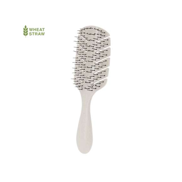 Cepillo Antitirones y Desenredante fabricado en caña de trigo. Con sistema anti-enredos, flexible y resistente que permite desenredar cualquier tipo de cabello con máxima suavidad. Con un diseño ergonómico gracias a su forma semicurva y largas púas, se adapta perfectamente al contorno de la cabeza, facilitando el peinado de una mayor cantidad de cabello en cada pasada.La Caña de Trigo fomenta la utilización de materias primas naturales, reduciendo así las emisiones contaminantes.