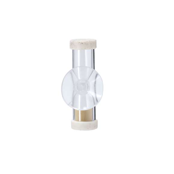 Reloj de arena con duración 2 minutos,  fabricado en combinación caña de trigo y cristal. Cuenta con una práctica ventosa que permite fijarlo fácilmente.La Caña de Trigo fomenta la utilización de materias primas naturales, reduciendo así las emisiones contaminantes.