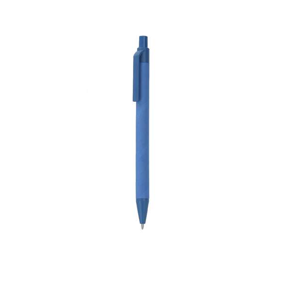 Bolígrafo fabricado en cartón reciclado en combinación con caña de trigo. De mecanismo pulsador y tinta azul. Incluye distintivo Wheat Straw.El cartón reciclado proviene del reaprovechamiento de excedente de fabricaciones y reciclaje de papel en el final de su vida útil, convirtiéndose en un lienzo ecológico y sostenible.La caña de trigo fomenta la utilización de materias primas naturales, reduciendo así las emisiones contaminantes.