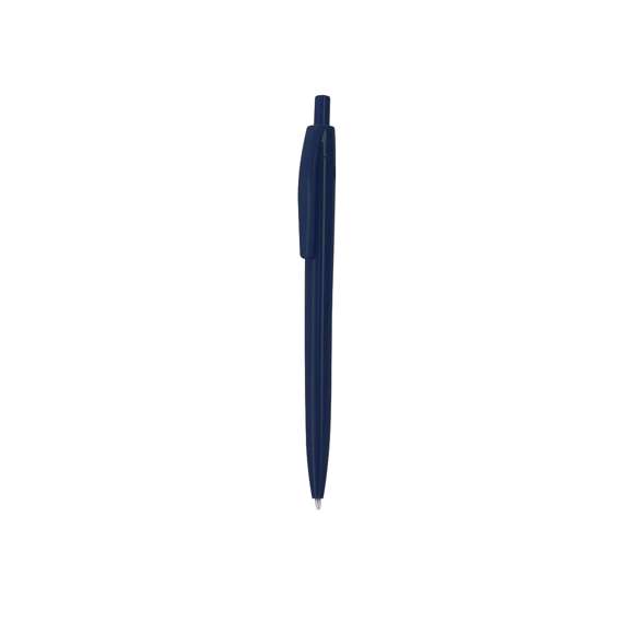 Bolígrafo fabricado en RABS. Clip de mecanismo pulsador y en tinta azul. Distintivo RABS en la parte superior del bolígrafo.El RABS es un plástico altamente reciclable de gran resistencia y con multitud de aplicaciones que lo convierten en una solución eco-friendly.
