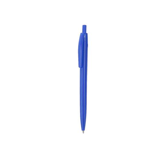 Bolígrafo fabricado en RABS. Clip de mecanismo pulsador y en tinta azul. Distintivo RABS en la parte superior del bolígrafo.El RABS es un plástico altamente reciclable de gran resistencia y con multitud de aplicaciones que lo convierten en una solución eco-friendly.