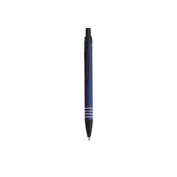 Bolígrafo fabricado en Aluminio Reciclado. De mecanismo pulsador, con accesorios en color negro y anillas en plateado. De cartucho jumbo y en tinta azul. Distintivo de Aluminio Reciclado en parte superior.El aluminio reciclado es un material con posibilidades de reciclaje casi infinitas, sin perder sus propiedades originales y consumiendo menos energía en este proceso.Certificación GRS (Global Recycled Standard / Estándar de Reciclaje Global), que garantiza el origen reciclado del material usado para fabricar el producto.