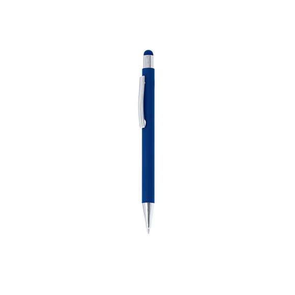 Bolígrafo puntero de mecanismo pulsador fabricado en aluminio reciclado. Pulsador y clip metálico en acabado cromado, acabado en puntero a juego. Cuerpo terminación en goma, especialmente diseñado para marcaje en láser. Distintivo aluminio reciclado en la parte superior del bolígrafo. De cartucho jumbo y en tinta azul. El aluminio reciclado es un material con posibilidades de reciclaje casi infinitas, sin perder sus propiedades originales y consumiendo menos energía en este proceso.Certificación GRS (Global Recycled Standard / Estándar de Reciclaje Global), que garantiza el origen reciclado del material usado para fabricar el producto.