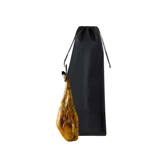 Funda para jamón en non-woven laminado de 40x100cm y cierre de cordón. De acabado cosido y resistencia hasta 9kg.