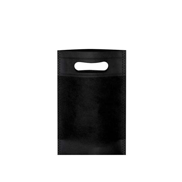 Bolsa de non-woven de 80g/m2. Con asa de acabado termosellado y fuelle redondo en la base.