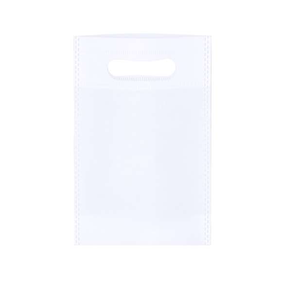 Bolsa de non-woven de 80g/m2. Con asa de acabado termosellado y fuelle redondo en la base.