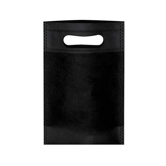 Bolsa de non-woven de 80g/m2. Con asa de acabado termosellado y fuelle redondo en la base.